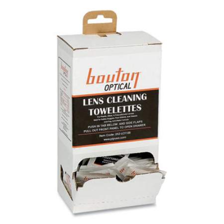 Bouton Optical Lens Cleaning Towelettes, Individually Wrapped in Dispenser Box, 100/Box (560727)