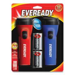 Eveready LED Economy Flashlight, Red/Blue, 2/Pack (24324309)