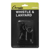 Champion Sports Sports Whistle with Black Nylon Lanyard, Plastic, Black, Dozen (BP601)