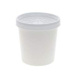 Pactiv Evergreen Paper Round Food Container and Lid Combo, 16 oz, 3.75" Diameter x 3.88h", White, 250/Carton (D16RBLD)
