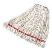 Rubbermaid Commercial Web Foot Shrinkless Looped-End Wet Mop Head, Cotton/Synthetic, Large, White, 1" White Headband (A21306WH00)