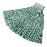 Rubbermaid Commercial Non-Launderable Cotton/Synthetic Cut-End Wet Mop Heads, 24 oz, Green, 5" White Headband (F13700GR00)