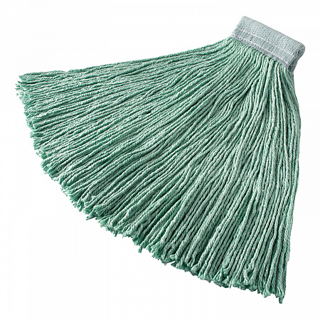 Non-Launderable Cotton/Synthetic Cut-End Wet Mop Heads, 24 oz, Green, 5