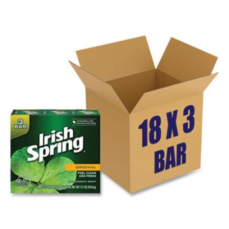 Irish Spring BAR SOAP, CLEAN FRESH SCENT, 3.75 OZ, 3 BARS/PACK, 18 PACKS/CARTON (14177CT)