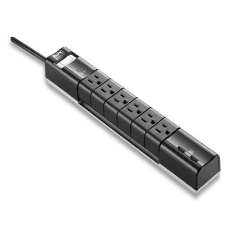 APC Essential SurgeArrest Surge Protector, 6 AC/2 USB Outlets, 6 ft Cord, 1080 J, Black (24414116)