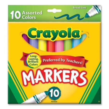Crayola Non-Washable Marker, Broad Bullet Tip, Assorted Tropical Colors, 10/Pack (587725)