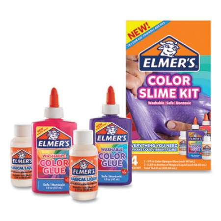 Color Slime Kit, (1) 5 oz Pink Color Glue, (1) 5 oz Purple Color Glue, (2) 2.3 oz Elmer's Magical Liquid (2062233)