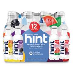 hint Flavored Water Variety Pack, 3 Blackberry, 3 Cherry, 3 Pineapple, 3 Watermelon, 16 oz Bottle, 12 Bottles/Carton (24424151)