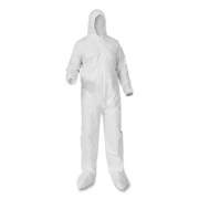 KleenGuard A35 Liquid and Particle Protection Coveralls, Zipper Front, Hood/Boots, Elastic Wrists/Ankles, White, 3X-Large, 25/Carton (38952)