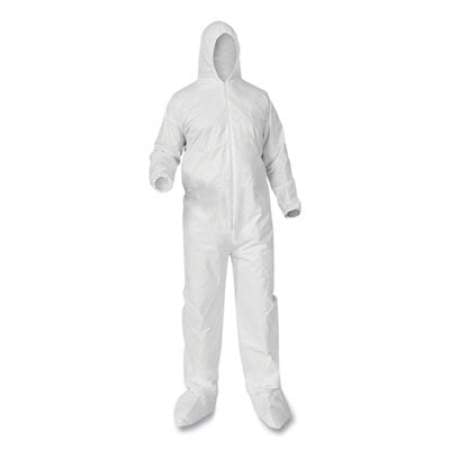 KleenGuard A35 Liquid and Particle Protection Coveralls, Hooded/Booted, White, 3X-Large, 25/Carton (181126)