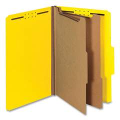 Universal Bright Colored Pressboard Classification Folders, 2 Dividers, Legal Size, Yellow, 10/Box (10314)