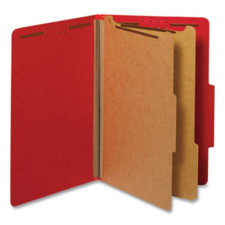 Universal Bright Colored Pressboard Classification Folders, 2 Dividers, Legal Size, Ruby Red, 10/Box (10313)
