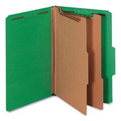 Universal Bright Colored Pressboard Classification Folders, 2 Dividers, Legal Size, Emerald Green, 10/Box (10312)