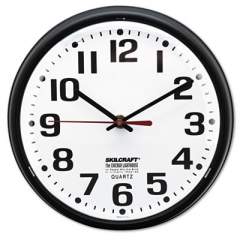 AbilityOne 6645013897958 SKILCRAFT Slimline Quartz Wall Clock, 9.2" Overall Diameter, Black Case, 1 AA (sold separately)