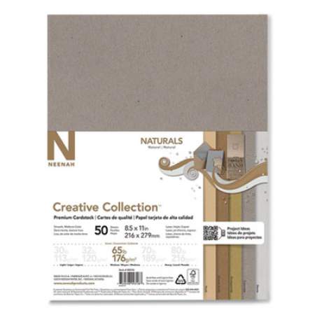 Neenah Paper Creative Collection Premium Cardstock, 65 lb, 8.5 x 11, Assorted Naturals, 50/Pack (2625074)