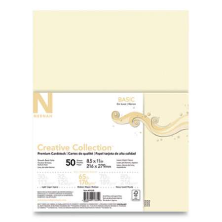Neenah Paper Creative Collection Premium Cardstock, 65 lb, 8.5 x 11, Cream, 50/Pack (24447820)