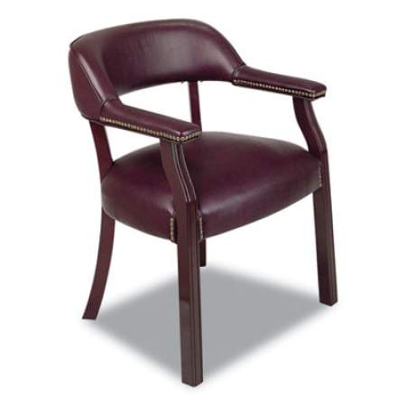 Office Star Work Smart Traditional Vinyl Guest Chair, 25.5" x 24" x 30.75", Jamestown Oxblood Seat/Back, Mahogany Base (591794)