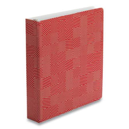Oxford Punch Pop Fashion Binder, 3 Rings, 1.5" Capacity, 11 x 8.5, Red/White Labyrinth Design (24412311)