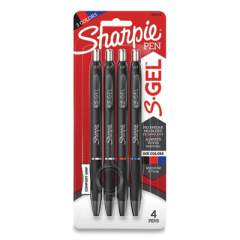 Sharpie S-Gel S-Gel High-Performance Gel Pen, Retractable, Medium 0.7 mm, Assorted Ink Colors, Black Barrel, 4/Pack (24424586)
