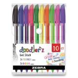 Zebra Doodler'z Gel Pen, Stick, Bold 1 mm, Assorted Fashion/Neon Ink and Barrel Colors, 10/Pack (41810)