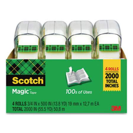 Scotch Magic Tape in Handheld Dispenser, 1" Core, 0.75" x 25 ft, Clear, 4/Pack (4105)