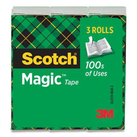 Scotch Magic Tape Refill, 3" Core, 1" x 72 yds, Clear, 3/Pack (810723PK)