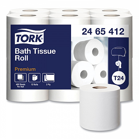 Premium Poly-Pack Bath Tissue, Septic Safe, 2-Ply, White, 400 Sheets/Roll, 12 Rolls/Pack, 4 Packs/Carton (2465412)