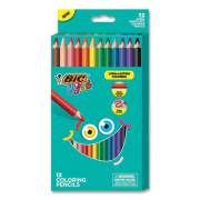 BIC Kids Jumbo Coloring Pencils, 1 mm, HB2 (#2), Assorted Lead, Assorted Barrel Colors, 12/Pack (BKCPJ12AST)
