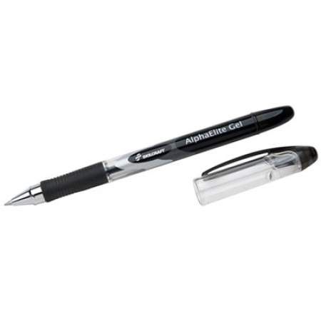 AbilityOne 7520015005214 SKILCRAFT AlphaElite Gel Pen, Stick, Medium 0.7 mm, Black Ink, Black/Clear Barrel, Dozen