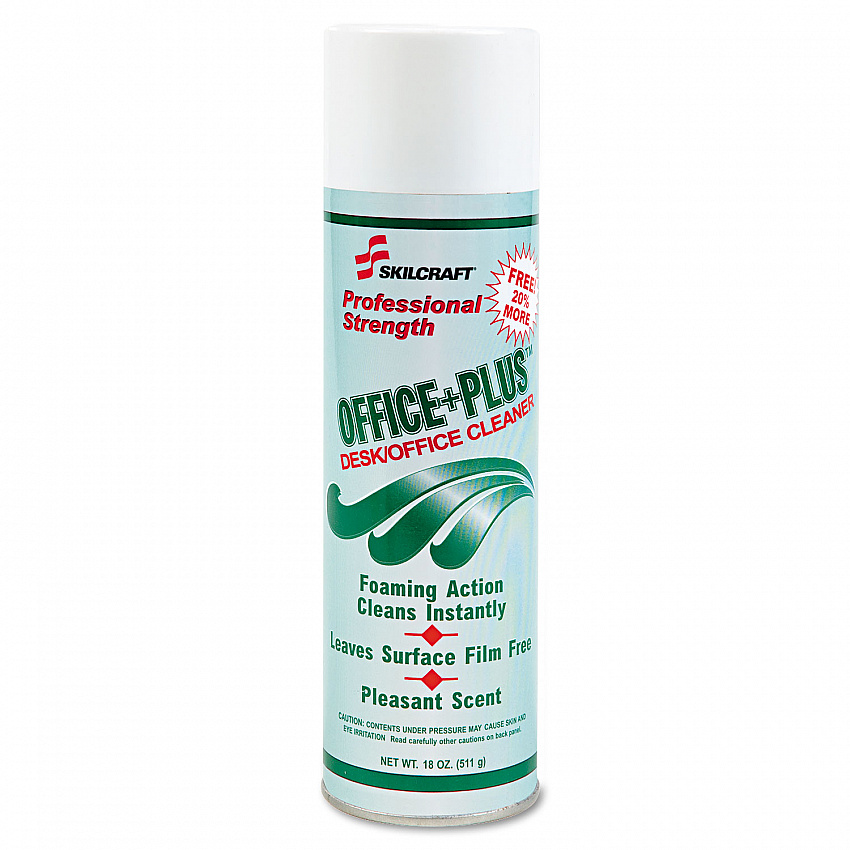 7930015128969, SKILCRAFT Office Plus Desk/Office Cleaner, 18 oz Aerosol Spray, 12/Box (5128969)