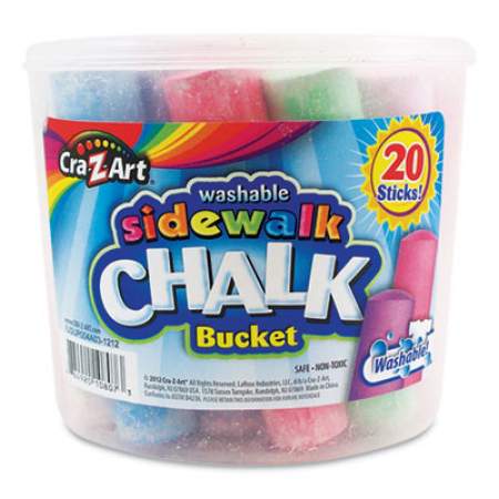 Cra-Z-Art Washable Sidewalk Jumbo Chalk in Storage Bucket with Lid and Handle, 20 Assorted Colors (108076)