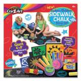 Cra-Z-Art Washable Sidewalk Chalk Design Set with Stamps, Stencils, and 4 ft x 2 ft Chalkboard Mat, 16 Assorted Colors (10881)