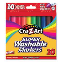Cra-Z-Art Super Washable Markers, Broad Bullet Tip, Assorted Colors, 10/Set (1000224)