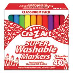 Cra-Z-Art Super Washable Markers, Broad Bullet Tip, Assorted Colors, 40/Set (740106)