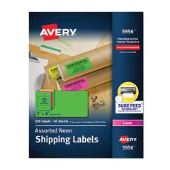 Avery High-Visibility Permanent Laser ID Labels, 2 x 4, Neon Assorted, 500/Box (5956)