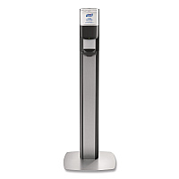 MESSENGER ES6 Graphite Panel Floor Stand with Dispenser, 1,200 mL, 16.75 x 6 x 40, Graphite/Silver (7316DSSLV)