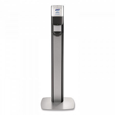 MESSENGER ES6 Graphite Panel Floor Stand with Dispenser, 1,200 mL, 16.75 x 6 x 40, Graphite/Silver (7316DSSLV)