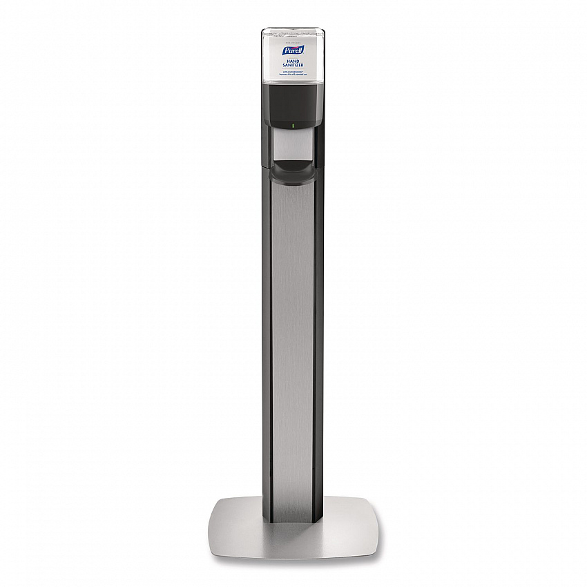 MESSENGER ES6 Graphite Panel Floor Stand with Dispenser, 1,200 mL, 16.75 x 6 x 40, Graphite/Silver (7316DSSLV)
