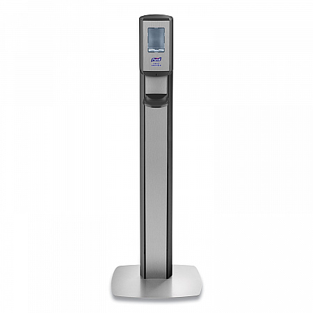 MESSENGER CS8 Silver Panel Floor Stand with Dispenser, 1,200 mL, 15.13 x 16.62 x 52.68, Graphite/Silver (7518DSSLV)