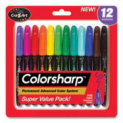 Cra-Z-Art Colorsharp Permanent Markers, Fine Bullet Tip, Assorted Colors, 12/Set (4461024)