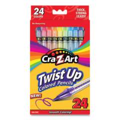 Cra-Z-Art Twist Up Colored Pencils, 24 Assorted Lead Colors, Clear Barrel, 24/Set (1046224)
