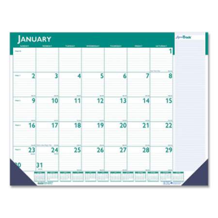 House of Doolittle Express Track Monthly Desk Pad Calendar, 22 x 17, White/Teal Sheets, Teal Binding, Blue Corners, 13-Month(Jan-Jan): 2022-2023 (148)