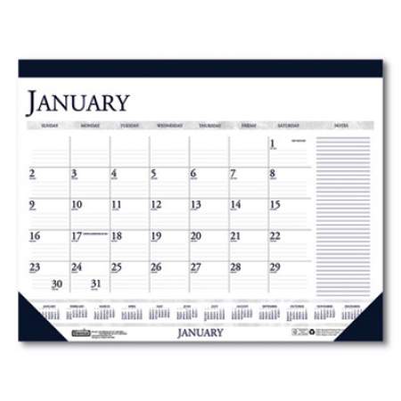House of Doolittle Recycled Two-Color Monthly Desk Pad Calendar with Notes Section, 22 x 17, Blue Binding/Corners, 12-Month (Jan-Dec): 2022 (164)