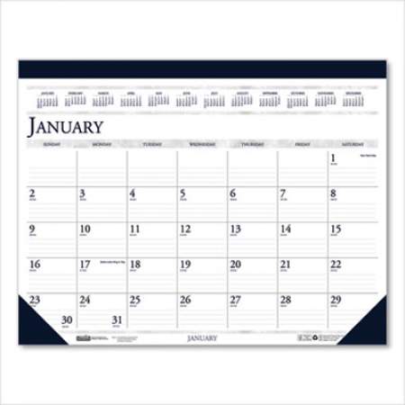 House of Doolittle Recycled Two-Color Perforated Monthly Desk Pad Calendar, 18.5 x 13, Blue Binding/Corners, 12-Month (Jan-Dec): 2022 (1506)