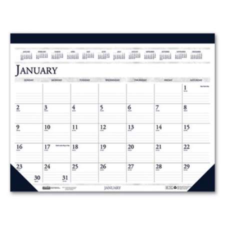 House of Doolittle Recycled Two-Color Perforated Monthly Desk Pad Calendar, 22 x 17, Blue Binding/Corners, 12-Month (Jan-Dec): 2022 (150HD)