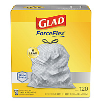 ForceFlex Kitchen Drawstring Trash Bags, 13 gal, 23.75" x 25.4", White, 120/Box (79158)