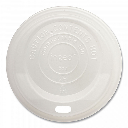 PLA Lids for Hot Cups, Fits 8 oz Hot Cups, Plastic, White, 1,000/Carton (CULCS8)