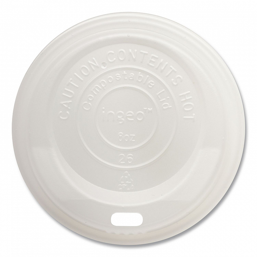 PLA Lids for Hot Cups, Fits 8 oz Hot Cups, Plastic, White, 1,000/Carton (CULCS8)