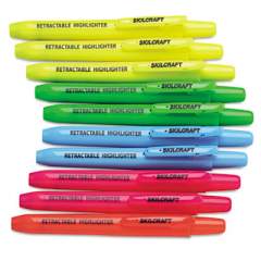 AbilityOne 7520015548208 SKILCRAFT Retractable Highlighter, Assorted Ink Colors, Chisel Tip, Assorted Barrel Colors, 10/Set