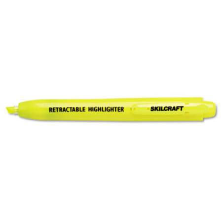AbilityOne 7520015548210 SKILCRAFT Retractable Highlighter, Yellow Ink, Chisel Tip, Yellow Barrel, Dozen
